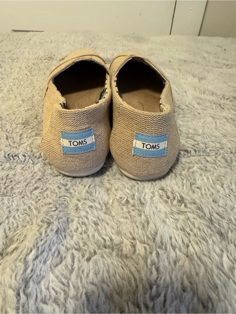 Toms Beige Canvas Slip-On Flats - Picture 2 of 7